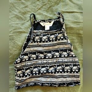 Elephant Print Crop Top - Size m - Coachella H&m